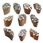 Fabric Wood Stamp Indian Small Floral Design Printing Block (Set of 10) Htag2103