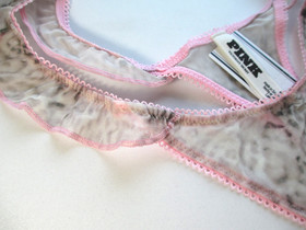 VICTORIA'S SECRET PINK High Leg Thong Panty S M L XL Leopard NWT Flutter Ruffle