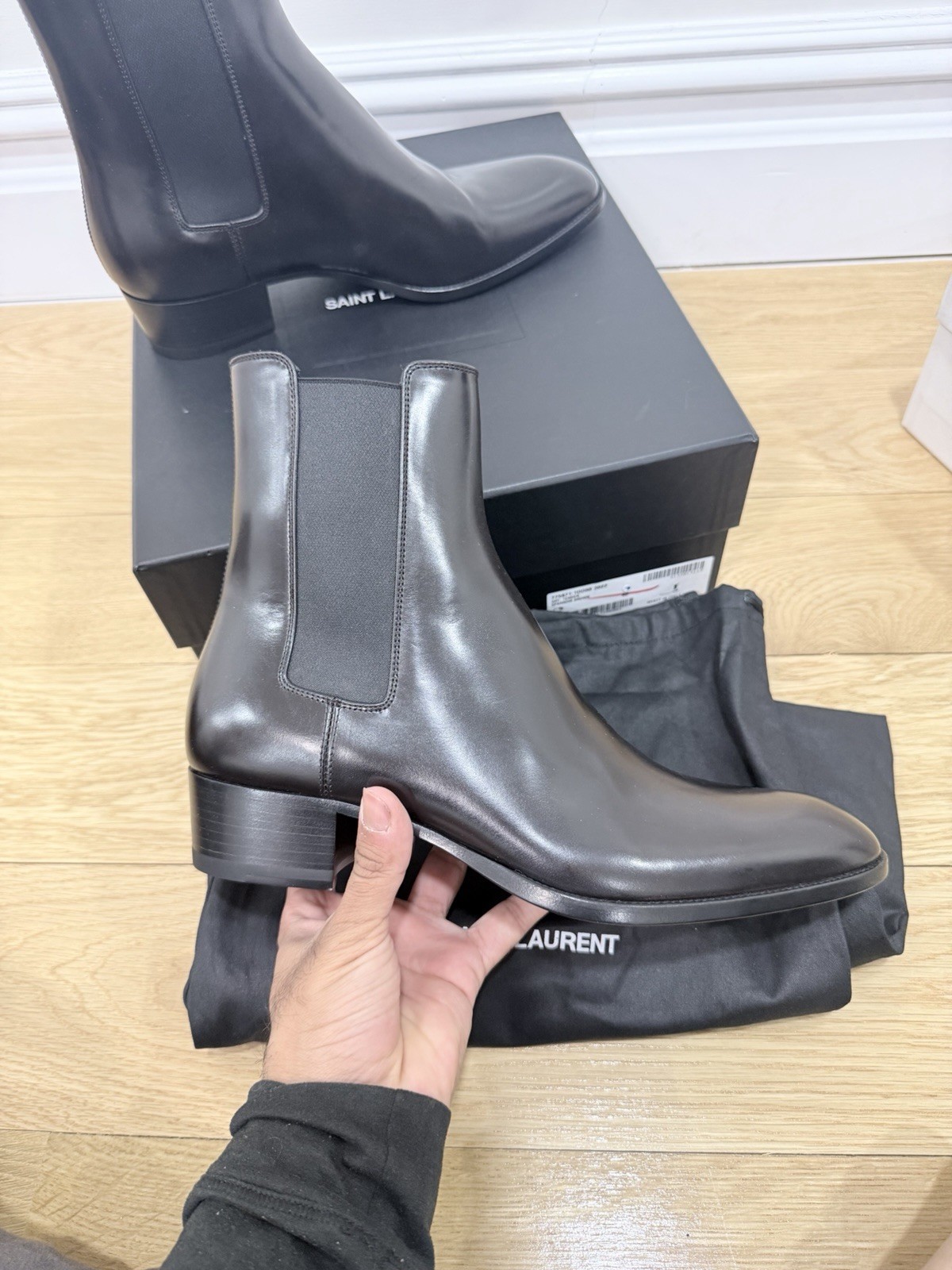 Saint Laurent Men's Leather Chelsea Boots Size 42 nwb Wyatt Harness Jodhpur