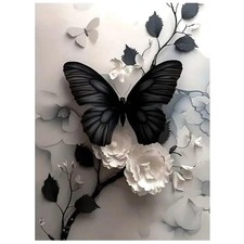 Butterfly Flower Diamond Art Kits for Adults,5D Full Round Drill Diamond Pain...