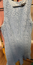 Nine West Women's Blue Floral Lace V-Neck Sleeveless Mini Dress Lined 