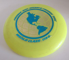 Vintage 1980 WHAM-O World Class Champion Yellow Frisbee Flying Disc 119G