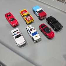 Vintage Lot of 7 Slot Cars FERRARI, TRUCKS, POLICE CARS, FIREBIRD