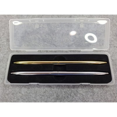 Luxury Ballpoint Pen Set Gold Silver Metal Slim Design Gift Case