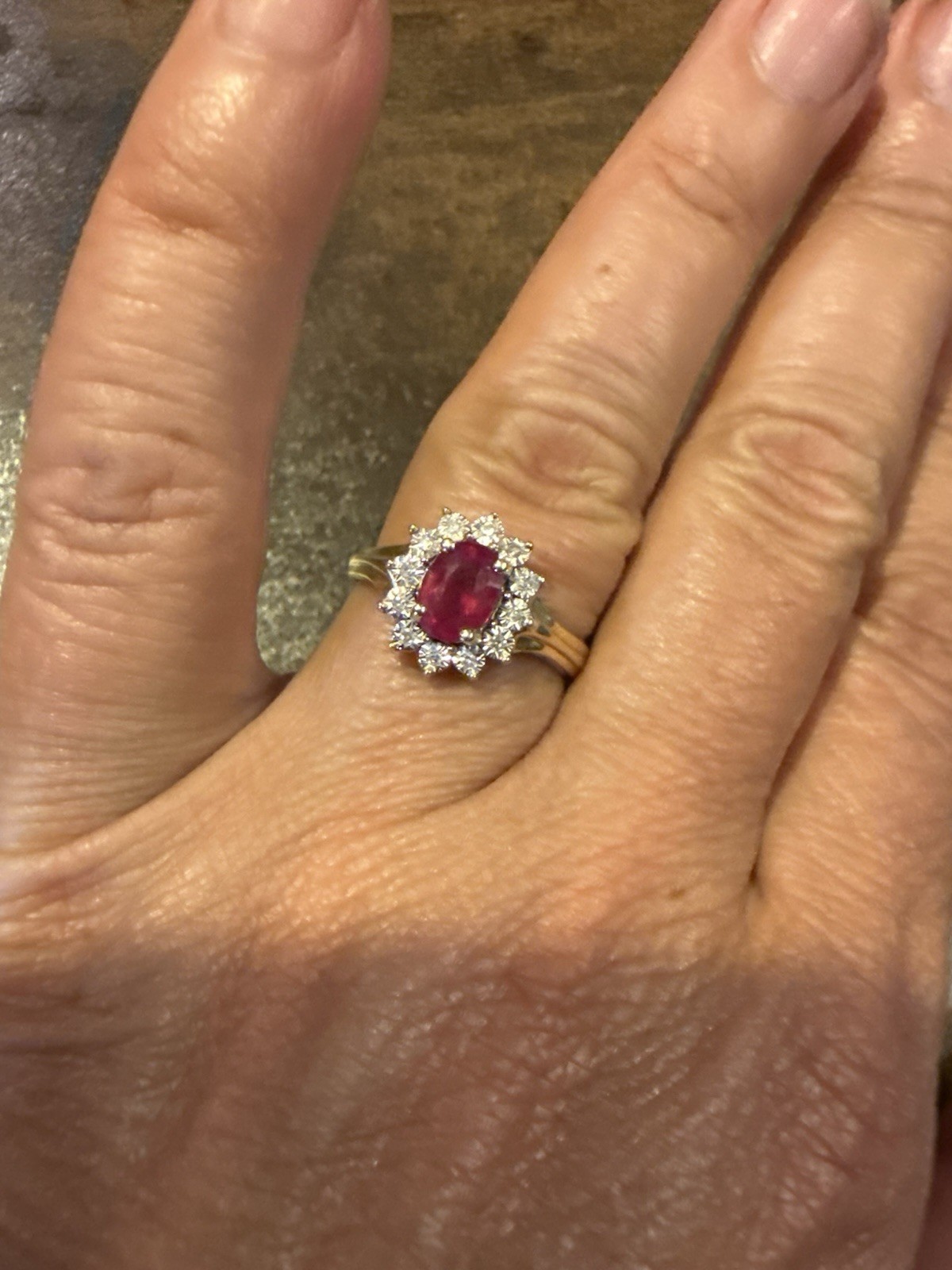 14K Gold Diamond Ruby Vintage Solid Ring Size 6.5 - image 1