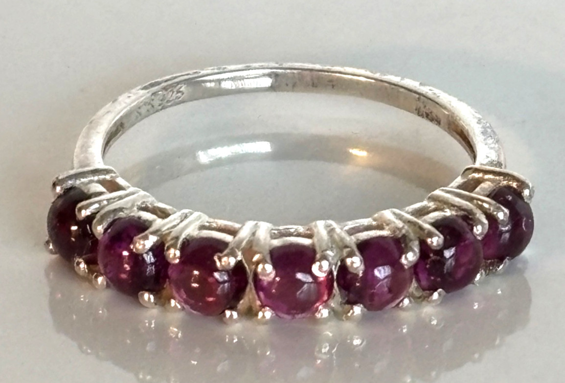 Size 9 Chuck Clemency 7-Stone Ruby Ring 2.6g Ster… - image 1