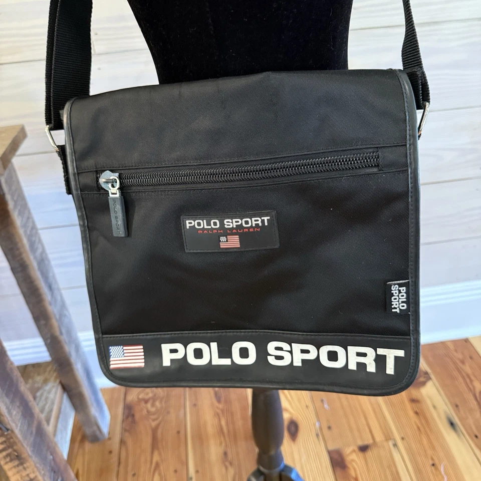 Bolso Bandolera Hombre Vintage Polo Sport Ralph Lauren Negro Usado en Excelente Condición Foto 2 de 4