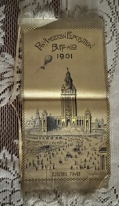 1901 Pan-American Exposition Buffalo Electric Tower Silk Souvenir Ribbon
