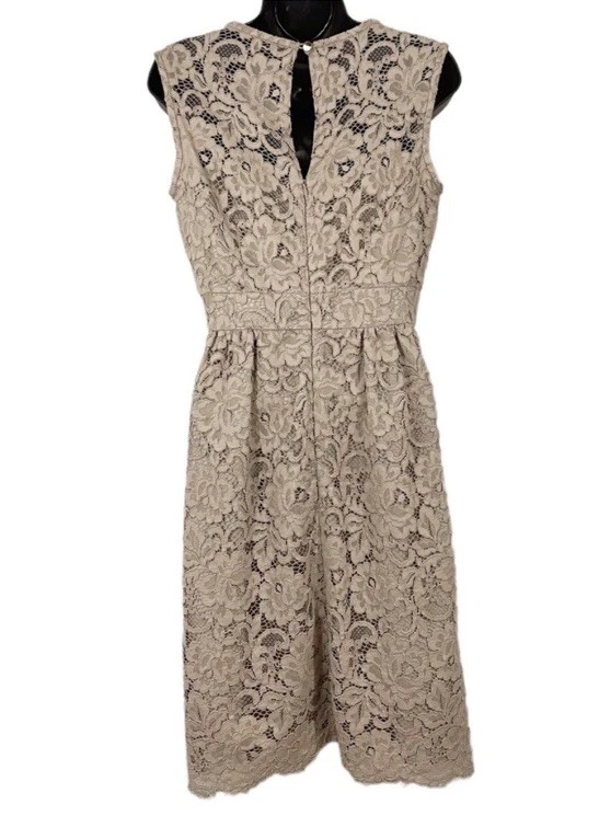 Abito Kate Spade pizzo floreale linea A donna taglia 8 beige panna cocktail