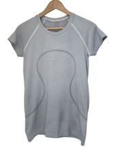 Lululemon Swiftly Tech Black  White Striped Short Sleeve 2.0 Athletic Shirt 8