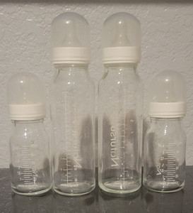 NATURSUTTEN Glass Baby Bottles, Lot of 2-8oz and 2-3.5oz, Made in France