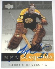 GERRY CHEEVERS SIGNED UPPER DECK NHL LEGENDS BOSTON BRUINS CARD AUTOGRAPH AUTO!