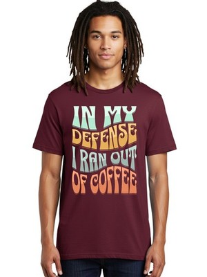 In-My-Defense-Ran-Out-Of-Coffee Mens Graphic Tee,100% Cotton,Casual Summer Wear