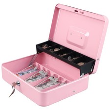xydled Cash Box with Key Lock, Metal Money Box, Safe Storage box, Pink