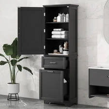 Tall Bathroom Storage Cabinet, Freestanding Storage Cabinet with Two Different S