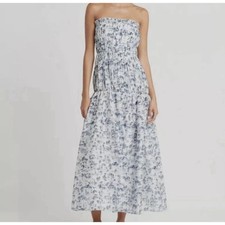 SIR the Label Dimitri Strapless Dress Sz 1 (Small) Blue White Cottagecore Maxi