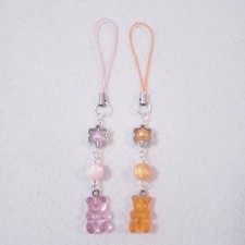 Pink  Orange Bear Phone Charms