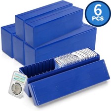 6PCS Storage Box Plastic Case for 20 Certified PCGS NGC Slabs Coin Holders Box .