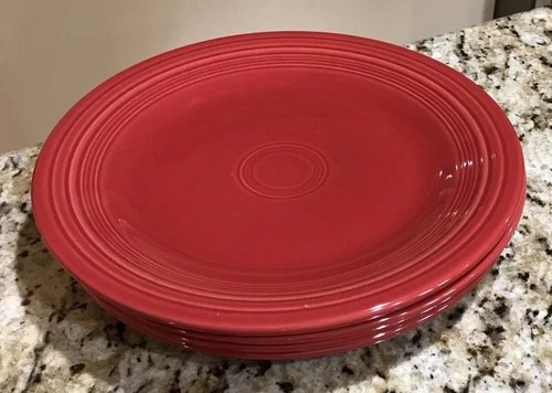 4 Fiestaware Scarlet Red Dinner Plates 10.5" Homer Laughlin China Fiesta