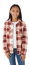 Members Mark Burgundy Sherpa Lined Fleece Shacket Girls Size 6/6x NWT
