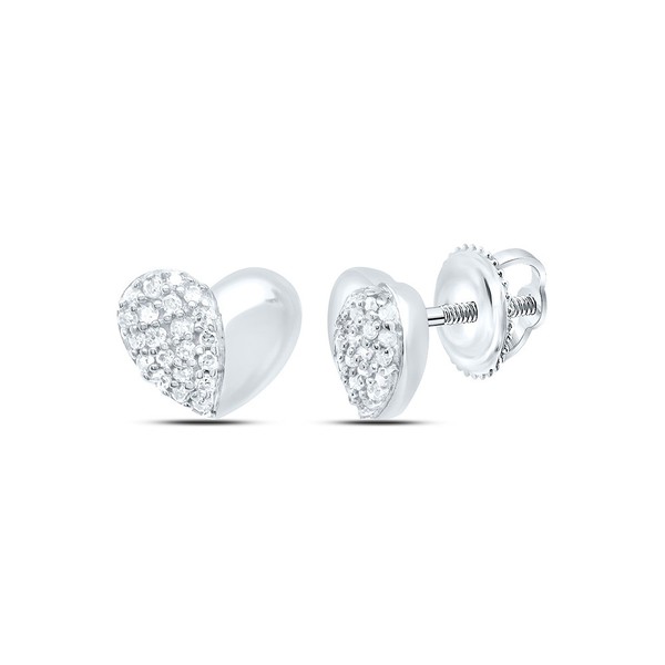 925 Sterlingsilber Original Diamant Damen 5Mm Puff Herz Ohrstecker 1/10 Karat-image