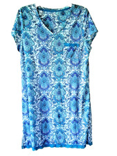 Ladies NIghtgown Blue Floral Pocket Size Medium NEW