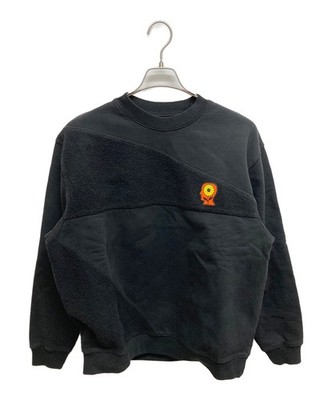 BRAIN DEAD Sunflower Panel Crew Sweat Size: M Men Black