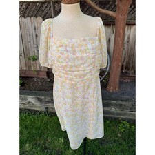 Elodie Floral Print Smocked Mini Dress Peasant Cottagecore Women's Size XL