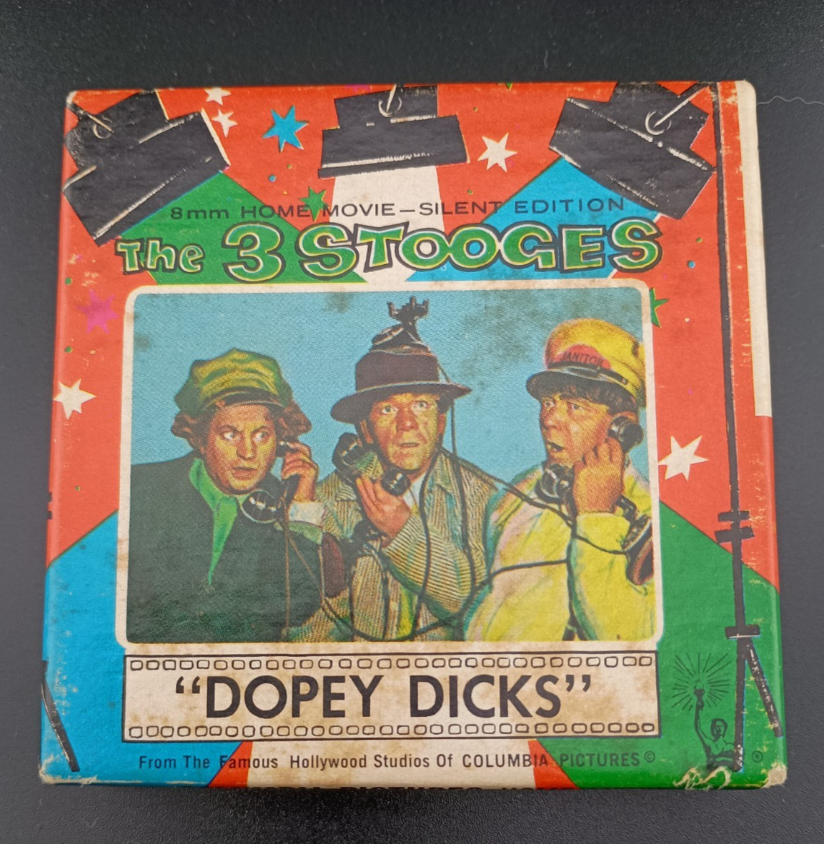VINTAGE THREE STOOGES "DOPEY DICKS" COLUMBIA 8MM MOVIE 3" 1950s Era Projection
