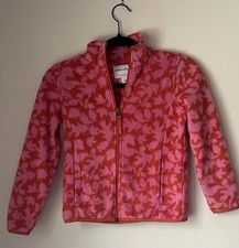 Amazon Essentials Girls Pink Orange Fleece Jacket Animal Print Size M