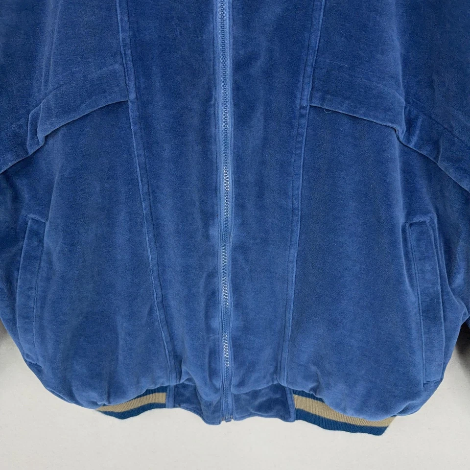 Vintage Givenchy Jacket Mens XL Blue Reversible Bomber Velour Silk Activewear - Image 3 of 4