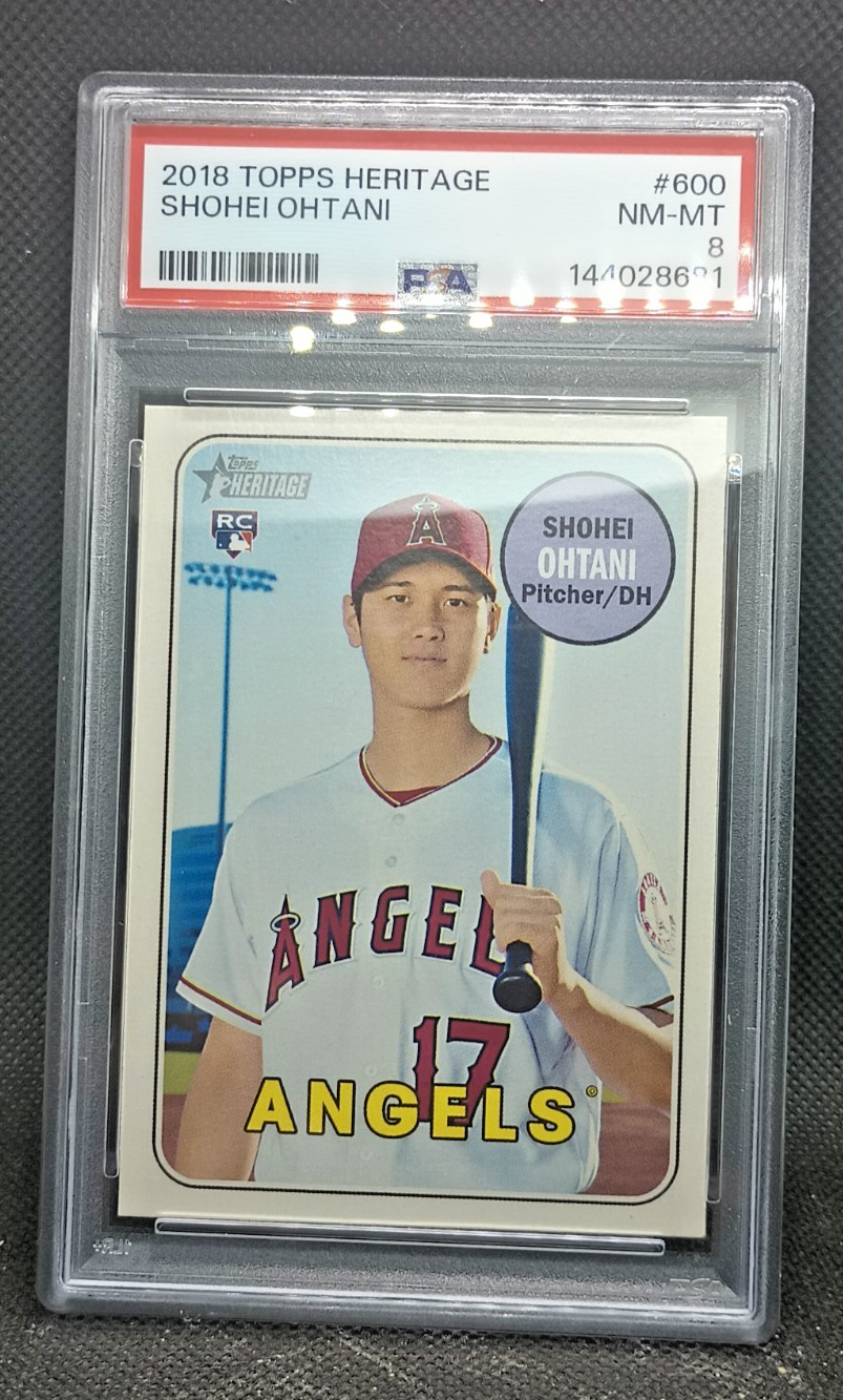 2018 TOPPS HERITAGE SHOHEI OHTANI PSA 8 ROOKIE #600