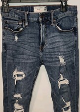 Abercrombie Kids Super Skinny Slim Fit Distressed Blue Denim Jeans Girls 15/16