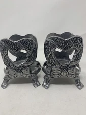 Vintage Yankee Carson Pewter 1996 Candle Holders (2) 5.5" Tall
