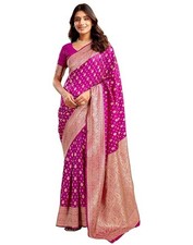 Women's Pure Kanjivaram Silk Saree Soft Sarees Banarasi Style With Blouse Piece