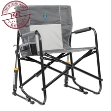 GCI Outdoor Freestyle Rocker XL Oversized Foldable Rocking Camp Chair, Pewter