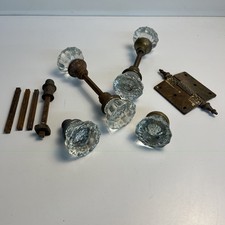 Antique Glass Door Knobs Lot With Victorian Hinge