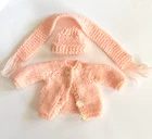 Vintage Barbie Clone Handmade Light Pink Knitted Sweater Set With Hat & Scarf