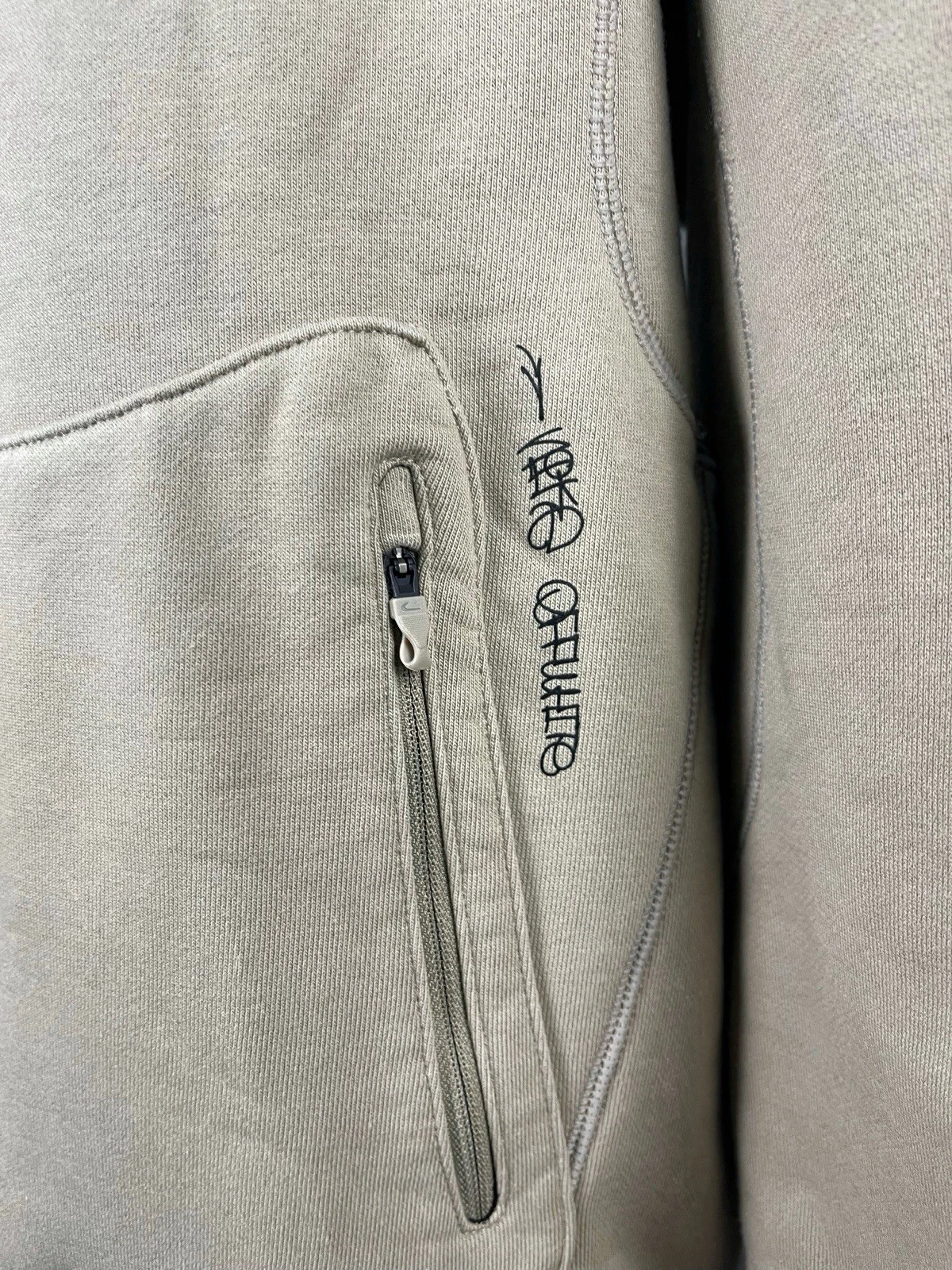 FELPA CON CAPPUCCIO OFF WHITE x NIKE FLEECE BEIGE AUTENTICA KAKI DN1760 247 L TAGLIA RARA