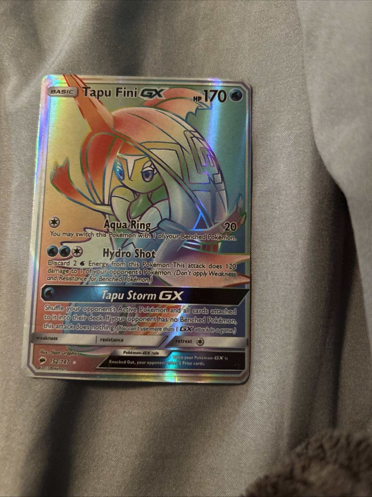 Tapu Fini GX 152/147 Rainbow Secret Ultra Rare 2017 Pokemon Burning Shadows NM