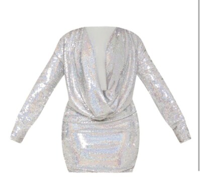 NEW NWT Pretty Little Thing Holiday Party Silver Sequin Dress US size 10 GLAMOUR | eBay NEW NWT Pretty Little Thing Holiday Party Silver Sequin Dress US size 10 GLAMOUR | eBay