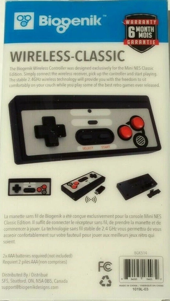 BIOGENIK Wireless Mini Gamepad Retro Controller (Nintendo NES Classic Edition) - Image 4 of 4