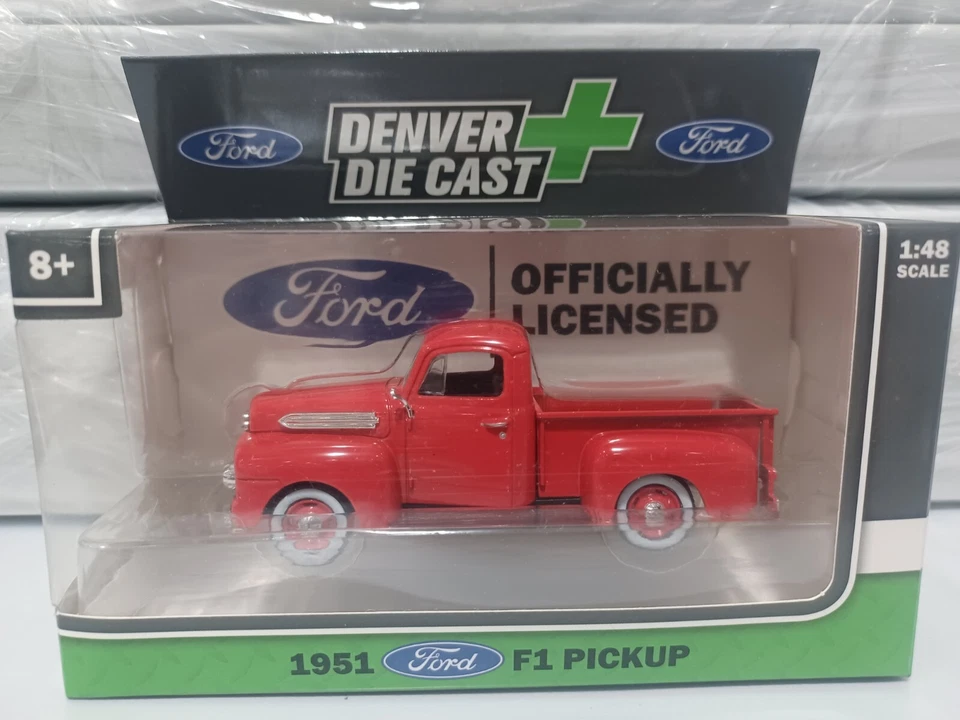 Denver Die-Cast 1:48 Scale 1951 Ford Pick-Up Truck - RED w/Red Rims -  New - Image 2 of 4