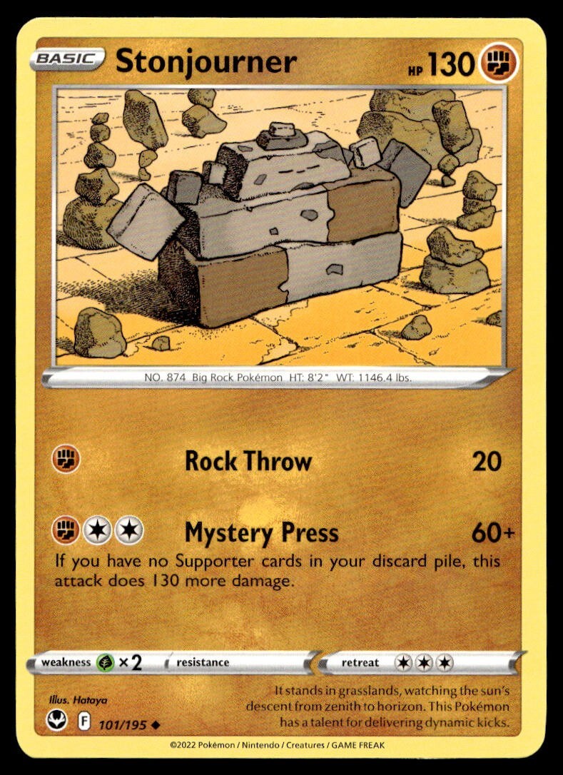 Stonjourner 101/195 Pokemon Card Silver Tempest Uncommon 130 HP Near Mint B18