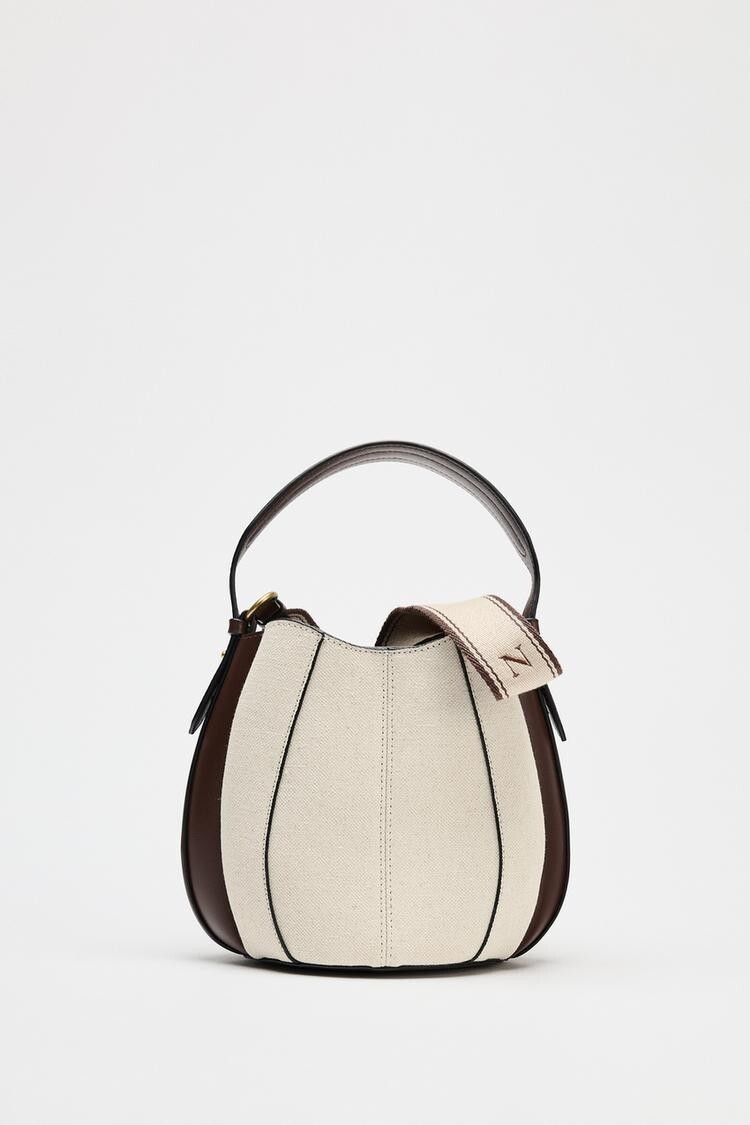 【ZARA】ステッチ入りバケットバッグ 6201/610/709 Zara Stitched Bucket Bag Dark Golden Brown 6201/610/709