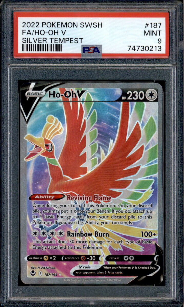 Ho-oh V - 187/195 - PSA 9 - Full Art - Silver Tempest - Pokemon