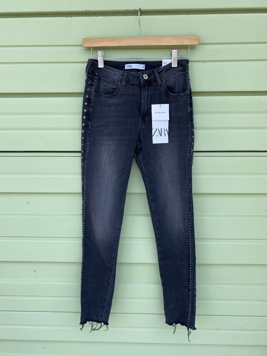 Zara jeans side stripe sale