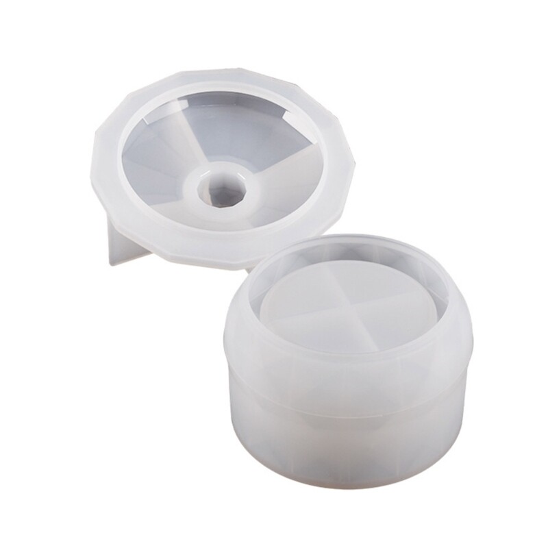 Caja de almacenamiento redonda 3D molde de silicona para almacenamiento de joyas de resina epoxi