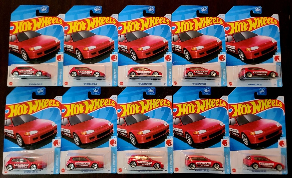 Hot Wheels 2024 '92 Honda Civic EG Red HW J-Imports #4/10 (Lot of
