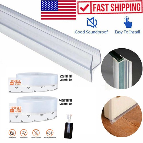 1PCS Glass Door Seal Strip Silicone Weather Stripping Shower Door Sweep